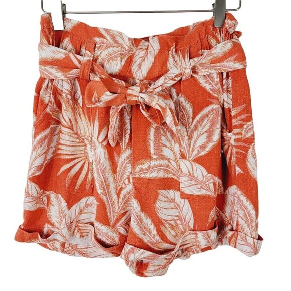 Aeropostale Shorts Tropical Sz Small Paper Bag Waist Coral Rayon Linen Blend - Picture 1 of 6